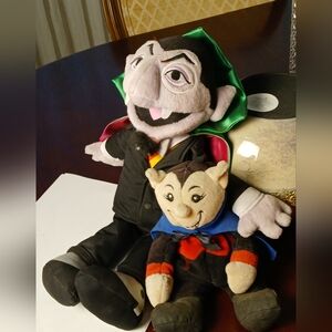 Count Von Count and His Nephew Count Onme 2 Plush Toys Vampire Dracula Halloween